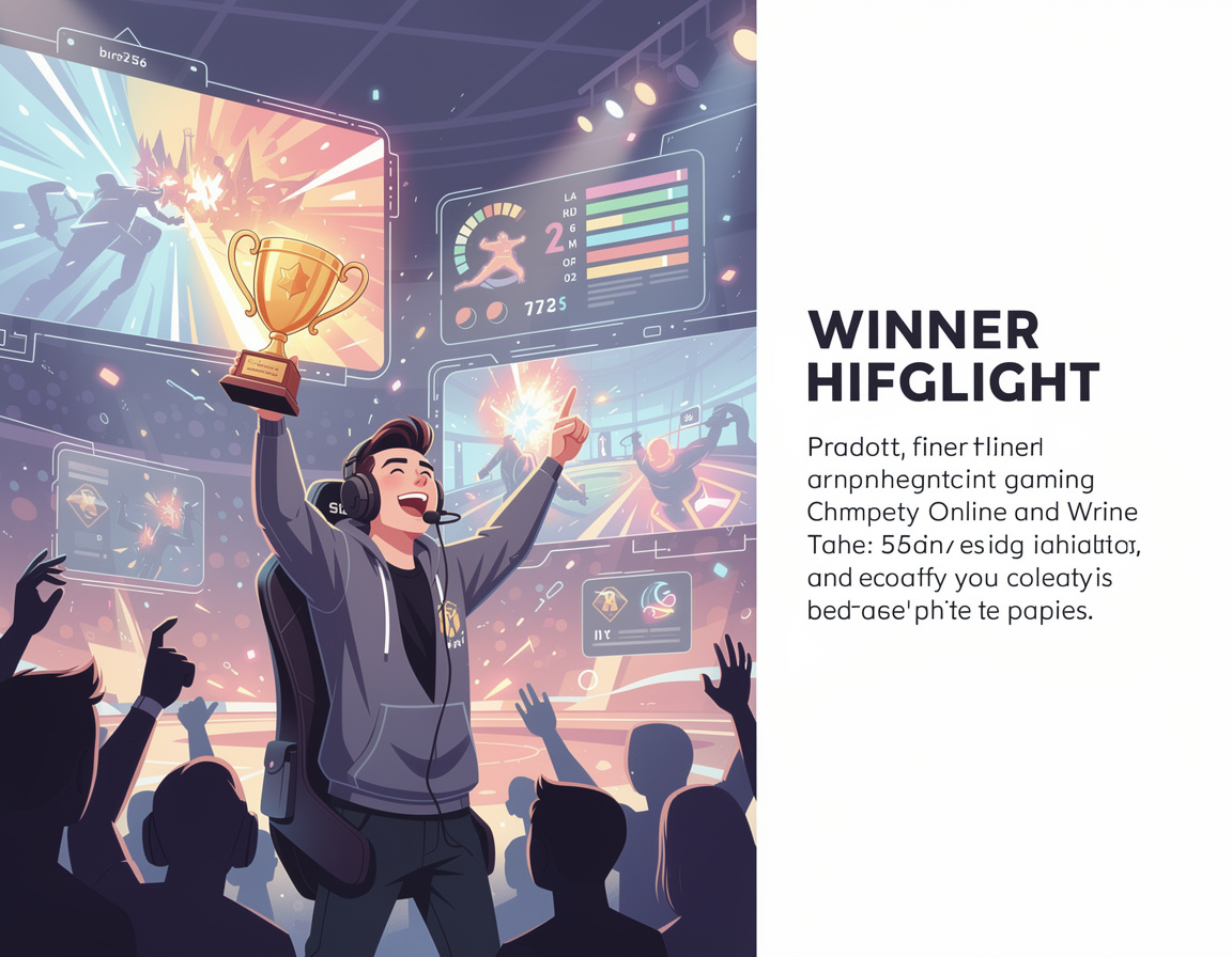 Ilustrasi recap final dan highlight pemenang untuk turnamen game online bir356